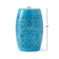 thumbnail image 4 of Tcbosik Outdoor Metal Side Table, 12" Round End Table, Barrel Shape Accent Table for Living Room, Patio, Deck, Porch, No Assembly Required, Blue, 4 of 7
