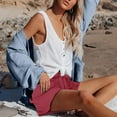thumbnail image 3 of Lenpel Women's Plus Size Casual Shorts Elastic High Waisted Tie Front Pleated Wide Leg Shorts Summer Beach Shorts with Pockets, 3 of 6