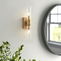 Modern Bathroom Light Fixture, Clear Glass Vanity Light, Gold Wall Sconce over Mirror
