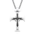 thumbnail image 5 of Metaljc Stainless Steel Cross Pendant Necklace for Men, 24" Chain, Religious Jewelry Gift Set, 5 of 7