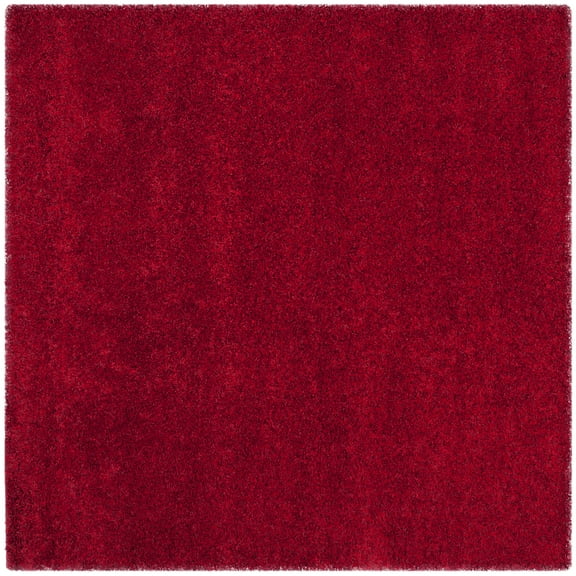 SAFAVIEH California Plush Solid Shag Area Rug, Red, 4' x 4' Square