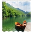 thumbnail image 3 of Ambesonne Nature Shower Curtain, Boats Lake Forest Serene, 69"Wx84"L, Fern Green Cinnamon, 3 of 3
