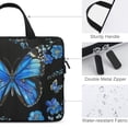 thumbnail image 3 of JRXY Blue Butterfly Blue Flowers Black Background Neoprene Laptop Handle Bag 17inch, 3 of 5