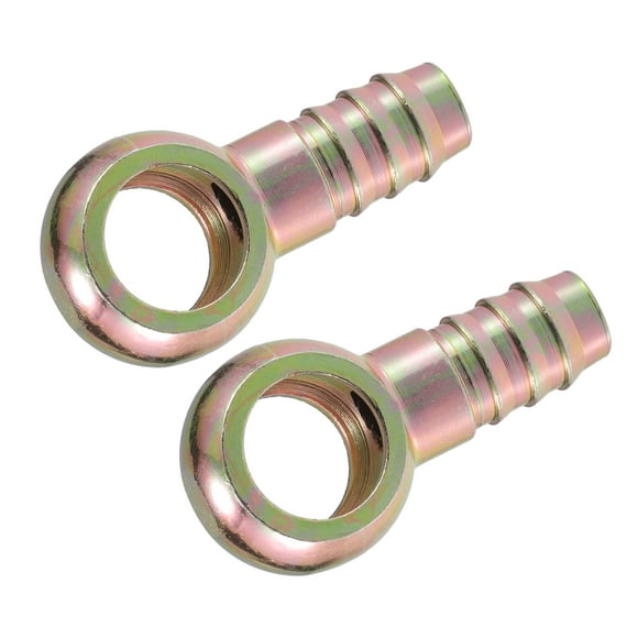 Unique Bargains 2 Pcs Universal Banjo Bolt 18mm ID 16mm OD Banjo Bolt Hose Barb Fitting Adapter for Car Bronze Tone