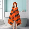 thumbnail image 6 of Halloween Striped Pumpkin Pattern Hooded Bath Towel，50"x30" for Ages 3 To 12 Kids, Quick Dry Lightweight Soft Microfiber Hood Beach Towel Cover Up for Kids, 6 of 7