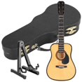 thumbnail image 1 of Mininature Musical Instrument Wooden Guitar Model Dollhouse Decoration with Case and Stand, 1 of 5