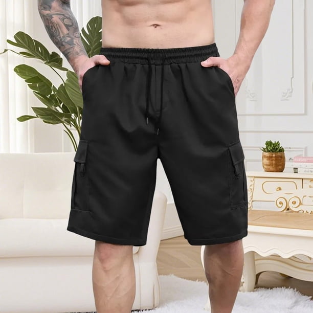 Ceisia Men's Relaxed Minimalist Cargo Gift Casual Shorts Drapey 3D Pockets Multi-Color