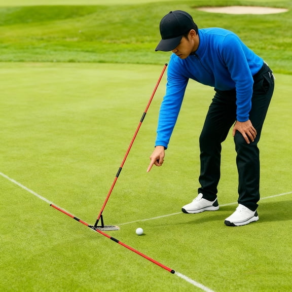 RENACLIPY Portable Golf Alignment Stick with Adjustable Angle Holder for Accurate Golf Swing Practice and Training Aid