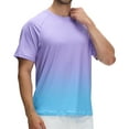 thumbnail image 4 of Satankud Men's Swim Shirts Rash Guard UPF 50+ UV Sun Protection T-Shirt Quick Dry Fishing Beach Shirt Purple Gradient Sky Blue XXL, 4 of 7