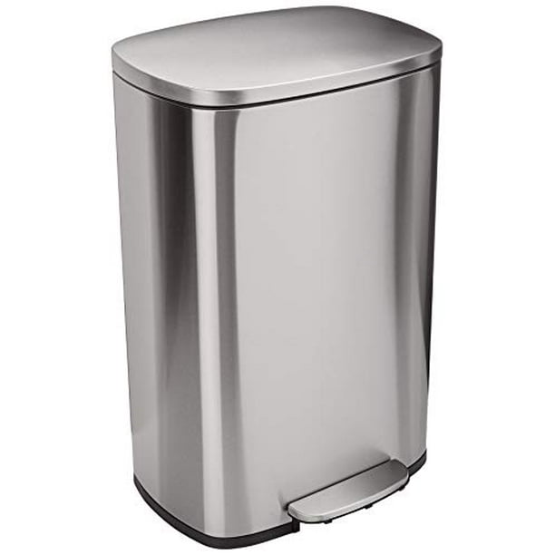 Basics Rectanglular, Stainless Steel, SoftClose, Step Trash Can, 50