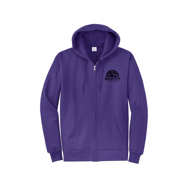 Gravity Outdoor Co. Zip-Up Hoodie - Purple - Black Logo - Large