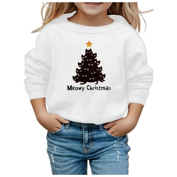 Cardigan à Fermeture Éclair pour Petits Garçons Veste à Capuche Mode Chandails en Molleton Graphiques pour Adolescents Filles Noël Mode Décontractée Imprimé Manches Longues Blanc 5-6 Ans