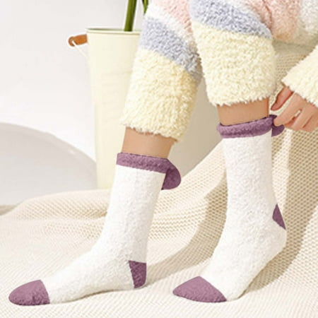 

〖Yilirongyumm〗 Socks Women s Winter Soft Warm Fuzzy Socks Slipper Socks Women s Soft Fuzzy Sleeping Socks Fuzzy Elastic Slipper Socks