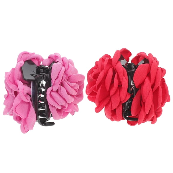 OULII 2-Pack Large Flower Hair Clips Assorted Colors, Jaw Clips for Everyday Styling and Hair Accessories