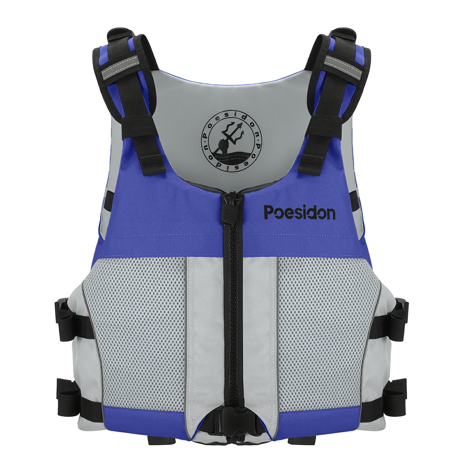 Poseidon Adjustable Water Safety Life Jacket - Classic Unisex Design with Front/Rear Storage Compartments for Multiple Water Activities