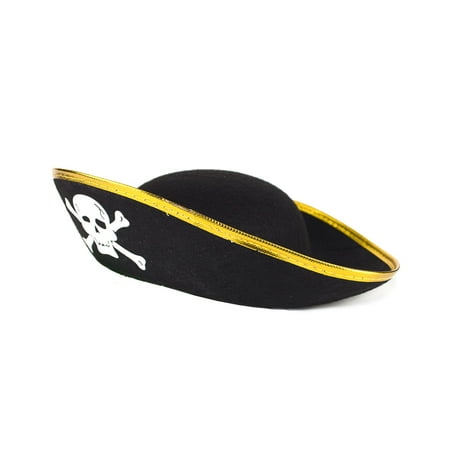fun central at853 1pc black pirate hat for kids, pirate hats kids, child pirate hat, hat for kids, pirate costume hat, costume pirate hat for kids - black and gold