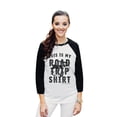 thumbnail image 2 of Thread Tank My Roadtrip Shirt Unisex 3/4 Sleeves Baseball Raglan White Black Small, 2 of 4