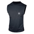 thumbnail image 2 of UVEASISHA Men Beach Sleeveless Shirts with Pocket Patch Cotton Crew Neck Casual Tank Tops Fashion Muscle Fit Pull On Number Label Vest Navy L, 2 of 7