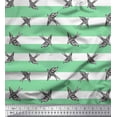 thumbnail image 1 of Soimoi Green Moss Georgette Fabric Stripe & Flying Swift Bird Decor Fabric Printed Yard 42 Inch Wide, 1 of 3