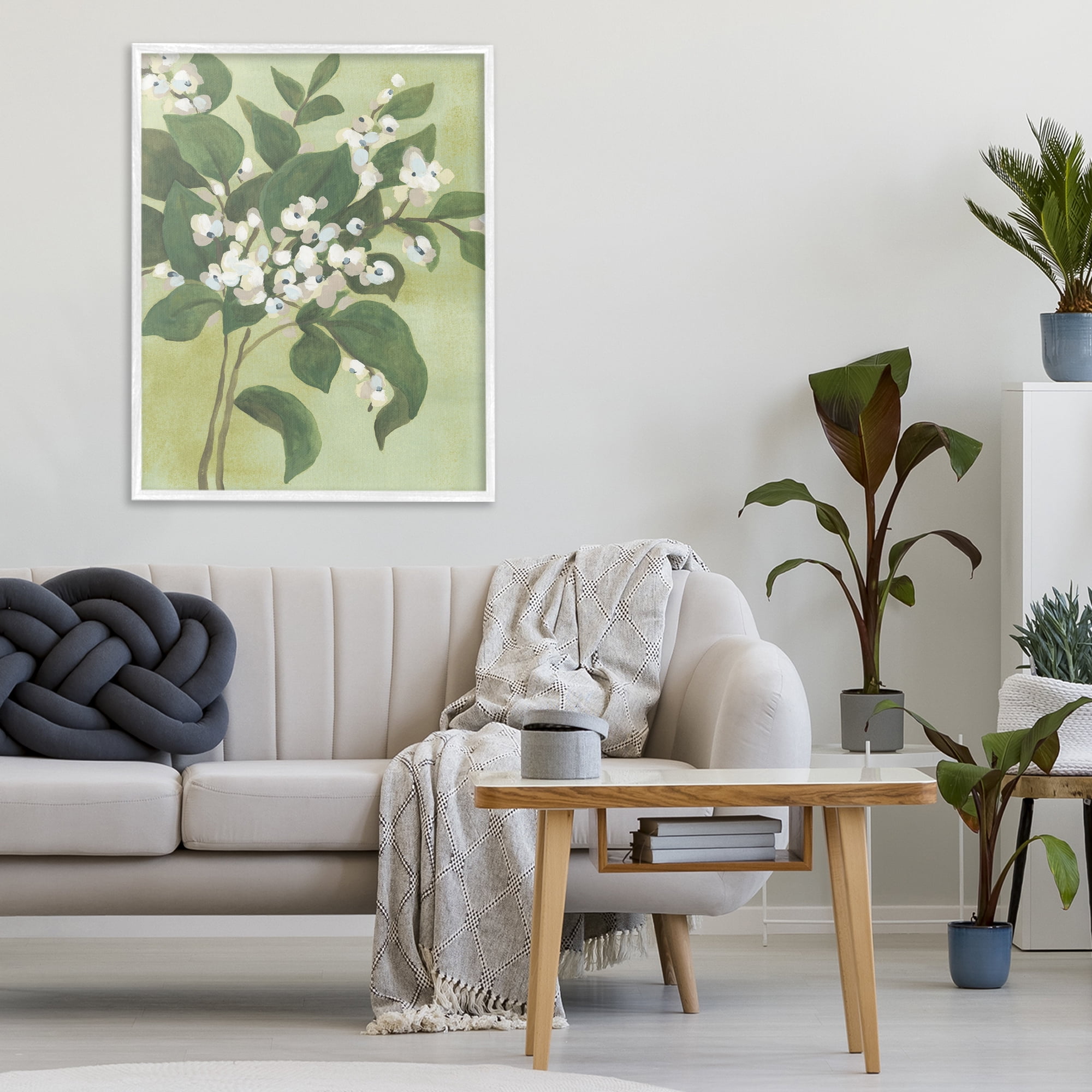 Stupell Industries Verdant Branch Blossoms White Framed Giclee Art, design by June Erica Vess