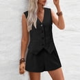 thumbnail image 6 of Women's two-piece fashion suit: button-down vest top and shorts, business casual ., 6 of 8