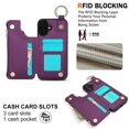 thumbnail image 3 of Dteck for iPhone 16 Plus Wallet Case, Flip Leather Case with RFID Blocking Card Holder Zipper Pocket, Ring Holder Kickstand Protective Folio Phone Cover for iPhone 16 Plus,Deep Purple, 3 of 7