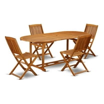 East West Furniture Wooden Patio Set Natural Oil, BSCM5CWNA