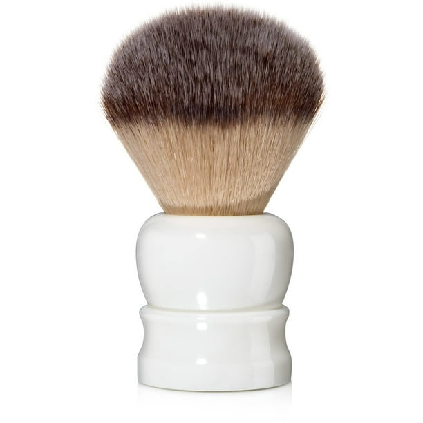 Brocha de afeitar fina Fibras de cabello de ángel Brocha de crema de afeitar sin crueldad para hombres Exfolia suavemente la piel Mango de resina sólida Nudo de 24 mm con loft de 56 mm (blanco)