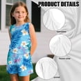 thumbnail image 6 of chaqlin Hawaii Blue Flowers Girls Shorts Set Sleeveless Top and Elastic Waist Shorts with Pockets Soft Graphic Summer Outfits for Sports Casual Wear 5-14 Years Old, 6 of 7