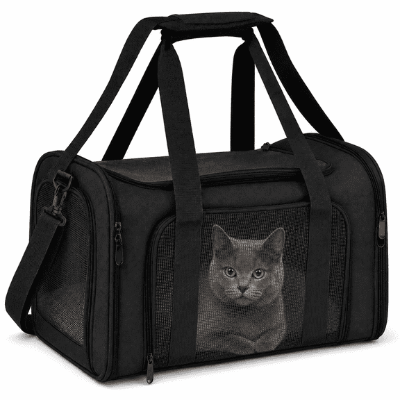 Cat Carrier Bag, Soft Sided Breathable Mesh for Airline Pet Travel Portable Dog Kennel Pink 15 Lbs