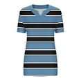 thumbnail image 5 of Plus Size Tops for Women Striped Casual V Neck Short Sleeve Color Block T-Shirts Loose Comfortable Tee (XL, Navy), 5 of 5
