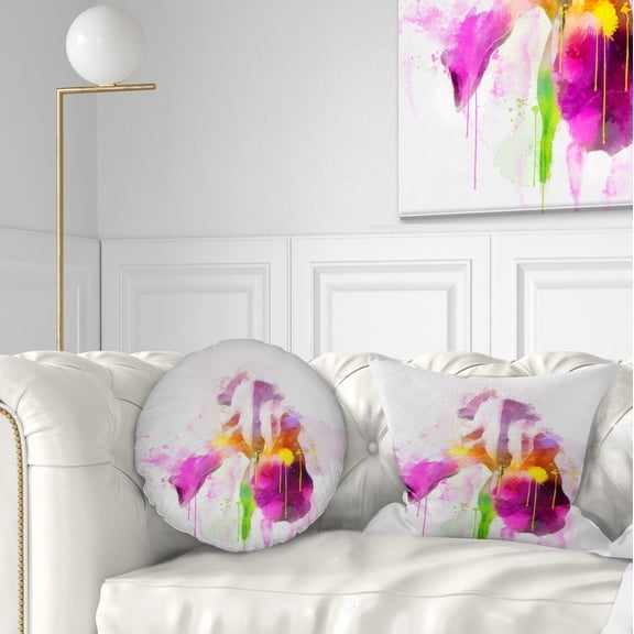 Designart Purple Rose Illustration Watercolor - Floral Throw Pillow - 12x20