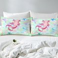 thumbnail image 3 of Cute Axolotl Fitted Sheet Glitter Mermaid Scales Bed Set Rainbow Pink Ocean Creatures Cartoon Salamander Bed Sheets,1 Fitted Sheet 1 Pillowcase Twin Size(No Top Sheet）, 3 of 5