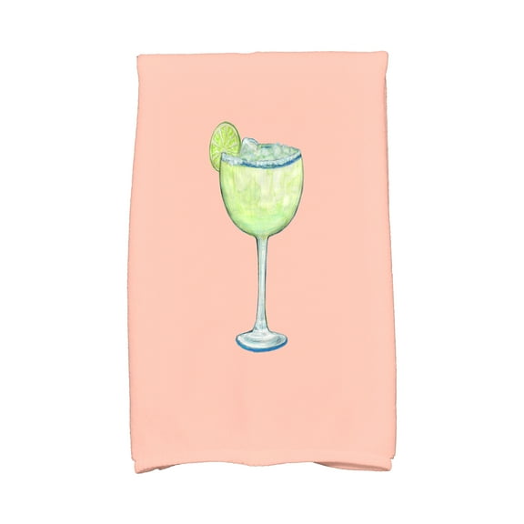 Simply Daisy, 16 x 25 inch, Margarita Plain, Geometric Print Kitchen Towel, Coral