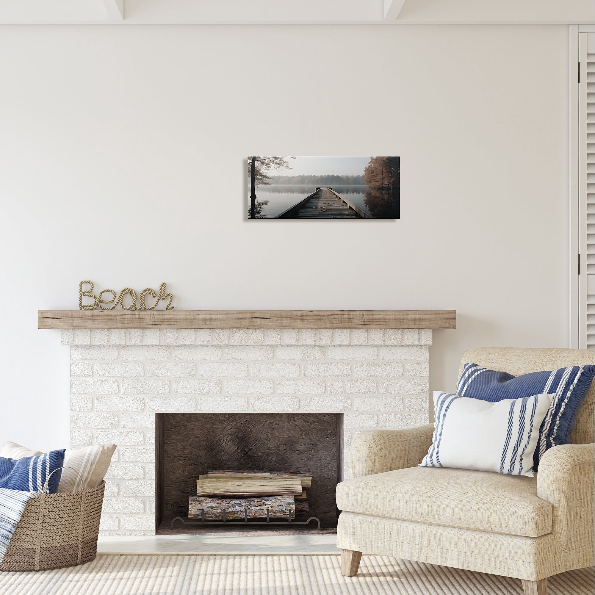 Stupell Industries Woodland Lake Dock Landscape Photography Gallery Wrapped Canvas Art Print Wall Art, 24 x 10