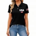 thumbnail image 3 of 250th Anniversary Polo Shirt for Women 1776-2026 - Patriotic USA Flag Graphic Short Sleeve Collared Top - Casual Button-Up Tee with Side Slits for Independence Day Black XXXL, 3 of 5