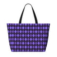 thumbnail image 2 of Fotbe purple argyle Bolsa de Viaje para Playa - Resistente al Agua, Bolsa Tote de Gran Capacidad y Ligera con 7 Bolsillos para Mujeres y Hombres, 2 of 7