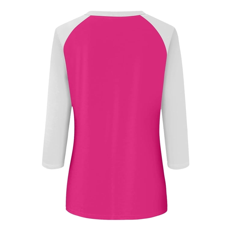 Womens Raglan T-Shirt 3/4 Sleeve Athletic Baseball Tee Casual