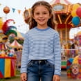 thumbnail image 6 of BJUTIR Boys T Shirts Long Sleeve Graphic Tee With Stripes And Print For Casual Comfort Basic Top Size 7-8 Years, 6 of 6