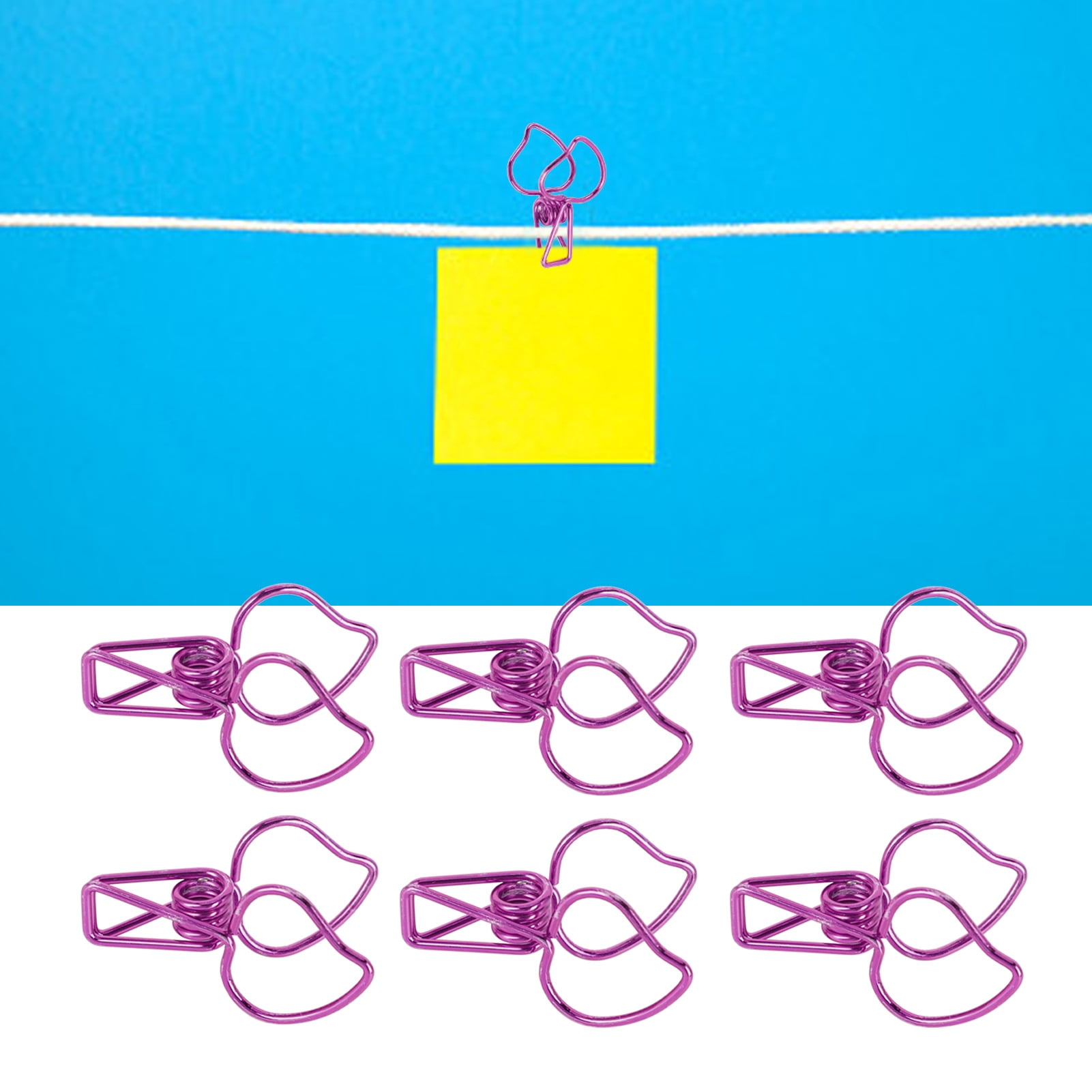 M Buder 100pcs Binder Clips Cute Cartoon Peach Shape Metal Long Tail Clips Office Account Paper Clamps, Purple (7.87 inches / 20 cm)