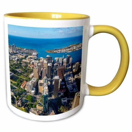 3drose, Downtown Honolulu, Oahu, Hawaii, 15oz Two-tone Yellow Mug