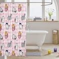 thumbnail image 3 of Manfei Kitten Cat Cat Shower Curtain 72Wx72L, Cartoon Grid Bathroom Curtain, Pink White, 3 of 5