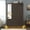 Brown, variant on Blotout 70" Armoire Wardrobe Closet with Mirror, LED Wardrobe Armoire with 2 Drawers, 4 Door Wood Armoire Storage with Hanging Rods and Multi-Layer Shelves