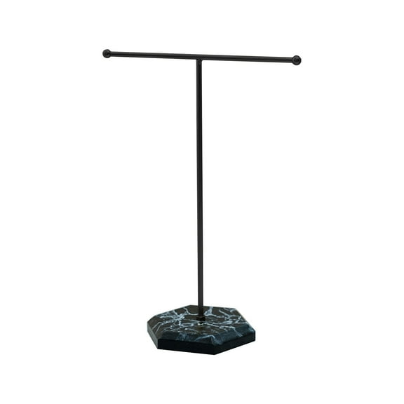 MERILER Modern T-Shape Jewelry Stand with Stone Base: Elegant Storage for Necklaces, Bracelets, and Earrings