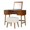 thumbnail image 3 of Linon Farrah 2-Piece Vanity Set, Includes Vanity with Flip-Top Mirror, and Bench, Walnut Finish, 3 of 29