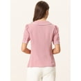 thumbnail image 4 of Blusa De Chifón Con Botones De Manga Corta Y Cuello Peter Pan Para Mujer Rosa XS, 4 of 5