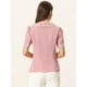 thumbnail image 4 of Blusa De Chifón Con Botones De Manga Corta Y Cuello Peter Pan Para Mujer Rosa S, 4 of 5