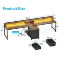 thumbnail image 2 of 2 Person Desk with Power Outlet & LED Light, Extra Long Double Computer Desk with Fabric Drawers & File Cabinet, 94 Inch Writing Desk with Monitor Stand, T Shaped Gaming Desk, Vintage, 2 of 9