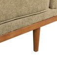 thumbnail image 6 of GDF Studio Cayuga Mid Century Modern Fabric Tufted Loveseat with Accent Pillows, Dark Beige and Dark Walnut, 6 of 8