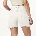 thumbnail image 4 of Women's Fashionable High Waist Stretchy Jean Bermuda Shorts for Summer, Knee Length Casual Jorts with Trendy Comfort Fit, Perfect for Everyday Stylish Casual Occasions,White XS, 4 of 4